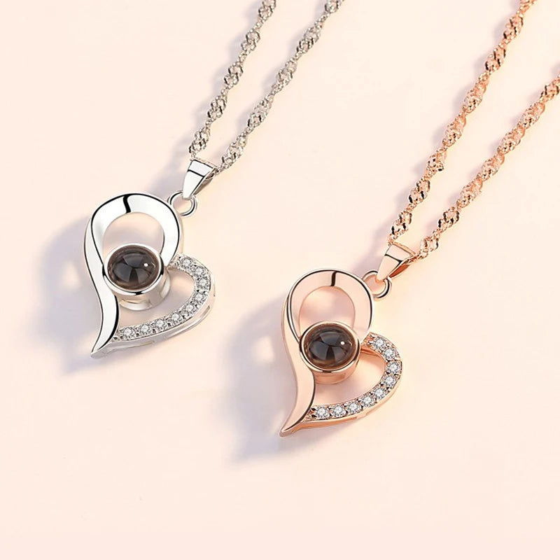 Projection Necklace Set With Rose Gift Box